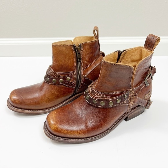 Bed Stu Germinate Boots Studded Ankle Booties Western Tan Boho Size 6 - Picture 6 of 7